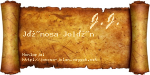 Jánosa Jolán névjegykártya